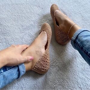 Rose Gold Glitter Ballerina Jelly Women’s Jelly Web Flats✨